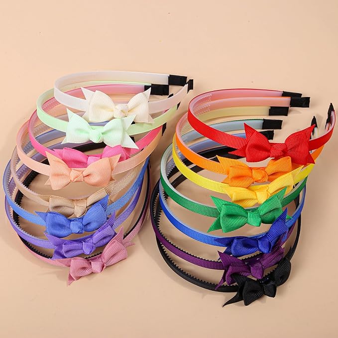 XIMA Baby Girls Headbands with Bows,Cute Ribbon Hair Bows Head Band for Teens Toddlers Kids Children Pack of 15-B