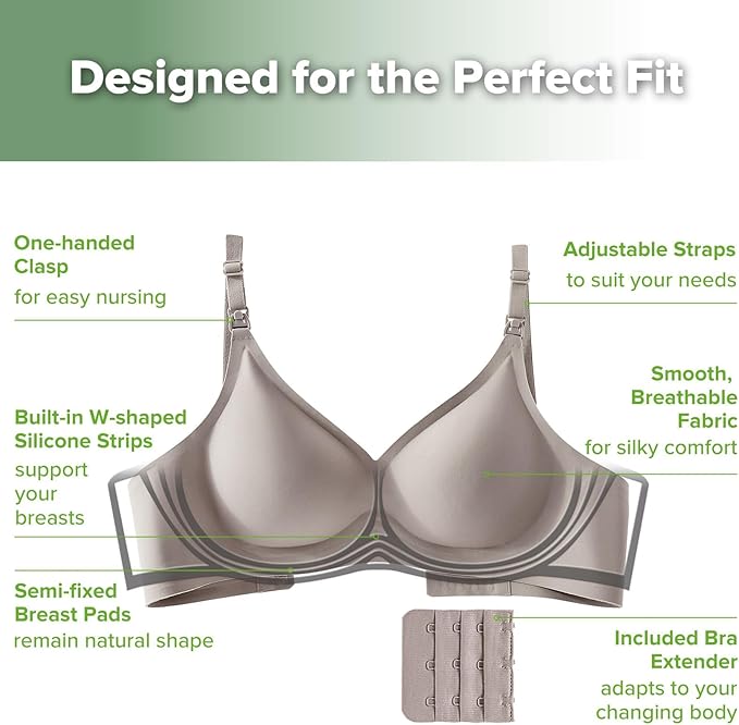 haakaa Nursing Bras for Breastfeeding, Ultra Comfort Jelly Strip“ Supportive Maternity Bras Wireless Pregnancy Bras