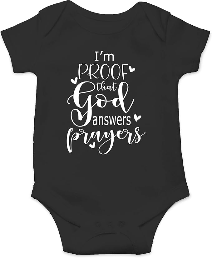 AW Fashions I'm Proof That God Answers Prayers Baby Bodysuit Cute Newborn Boy Funny Rompers Girl Clothes