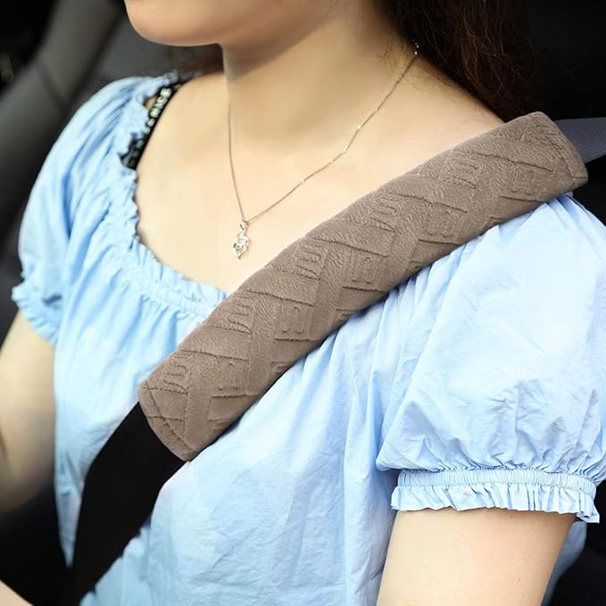 surpassme Car Seat Belt Pads Covers, 2PCS Seat Belt Shoulder Strap Covers Protector to Release Stress to Your Neck and Shoulder for a Safety Driving(Khaki)