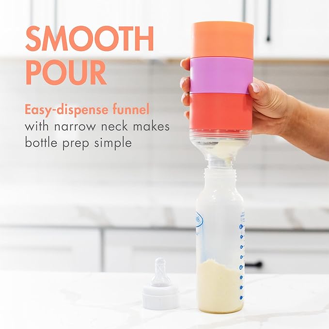 Boon Triful Baby Formula Dispenser On The Go - Insulated Stainless Steel Formula Containers with Stacking Design - Baby Bottle-Feeding Supplies for Travel - Pink