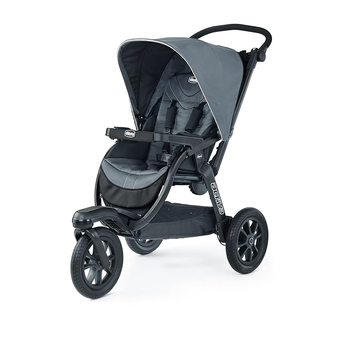 Chicco Activ3 Jogging Stroller, All-Terrain Stroller, Compatible with Chicco Infant Car Seats (not Included), Baby Travel Gear | Eclipse/Grey