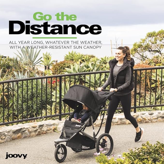 Joovy Zoom360 Ultralight Jogging Stroller Featuring High Child Seat, Shock-Absorbing Suspension, Extra-Large Air-Filled Tires, Parent Organizer, Air Pump, and Easy One-Hand Fold (Red)