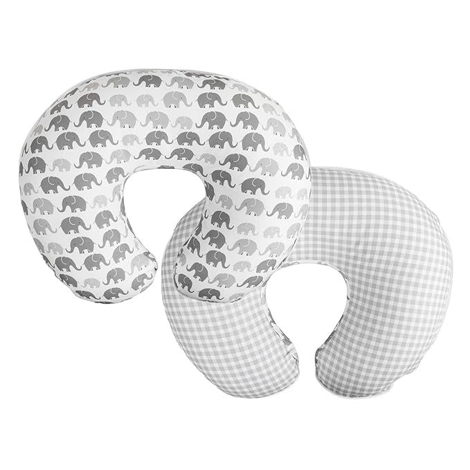 Boppy Nursing Pillow Cover, Premium Quick-Dry Fabric, Gray Elephants, Fits The Original Support Boppy Pillow for Breastfeeding and Bottle Feeding, Cover Only