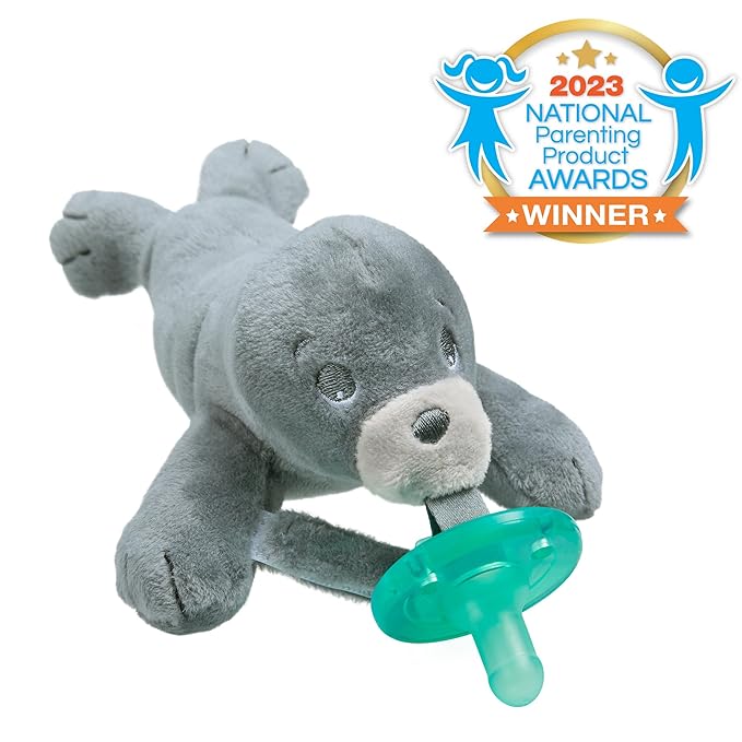 Philips AVENT Soothie Snuggle Pacifier Holder with Detachable Pacifier, 0m+, Seal, SCF347/04- 1 Count (Pack of 1)