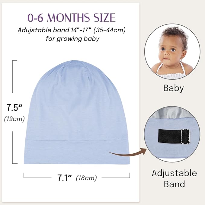 OLESILK Silk Baby Bonnet for 0-6 Months - 100% Mulberry Silk Toddler Hair Bonnet, Adjustable Night Cap for Sleeping
