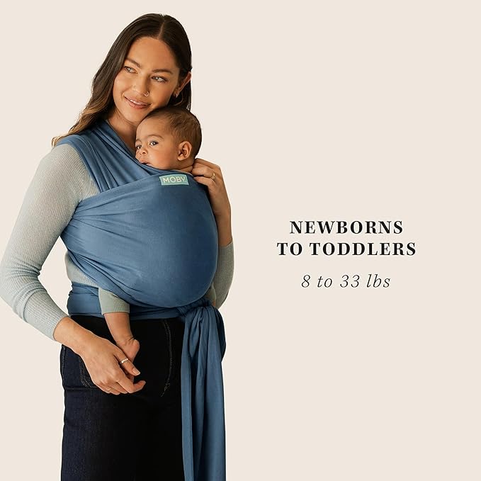 Moby Baby Wrap Carrier Classic for Newborns to Toddlers (8-33lbs), Infant Sling Carrier, Lightweight & Hands Free Design, Adjustable for All Body Types (Ocean)