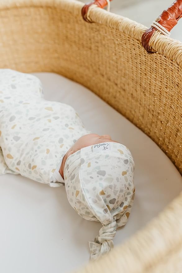 Copper Pearl Baby Beanie Hat Top Knot Stretchy Soft Arlo