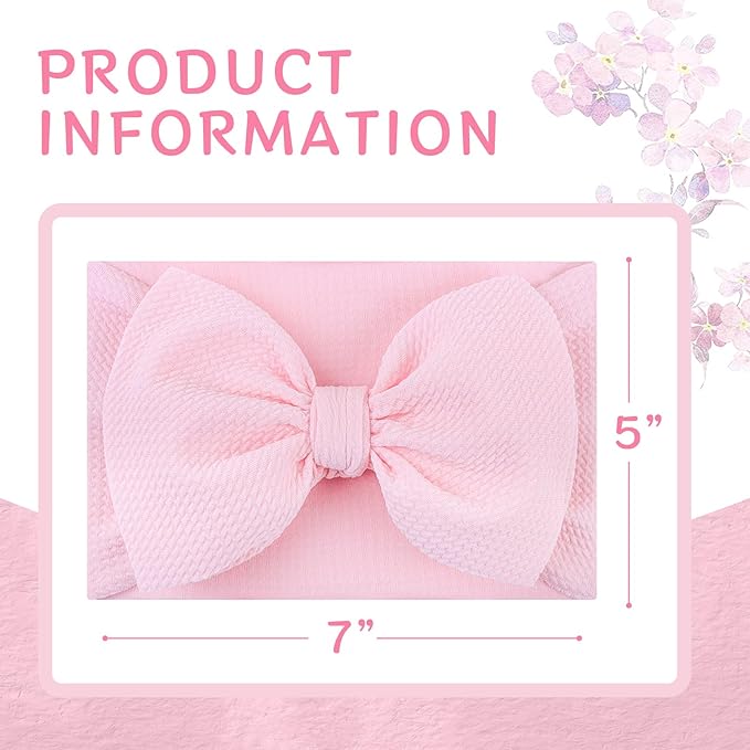 Rainbow Headbands for Baby Girls Hair Bows 2pcs Newborn Infant Toddler Kids Hair Accessories Pink Head Bow Colorful Stripes