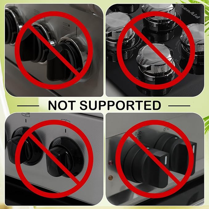 Stove Knob Safety Covers, for Knob Diameter Less Than 2.4", Dual Grip Safety Shield, Press Gas Stove Knob Locks, Creative Oven Lock Knob Covers for Child Safety, Black Color, Pack of 5