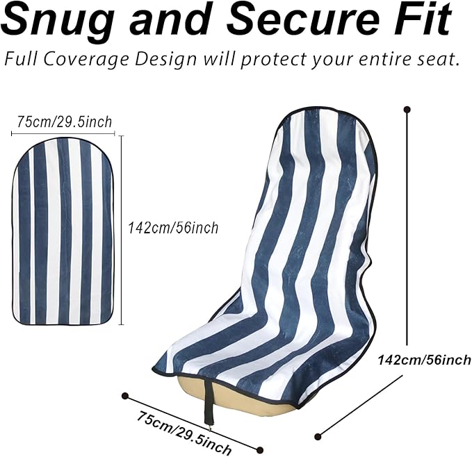 Sweat Towel Car Seat Cover Protector Front Seats for Gym Workout, Running, Swimming, Beach and Hiking, Waterproof Universal Seat Cover for Car, Truck, Van & SUV (2pcs Front Seat)