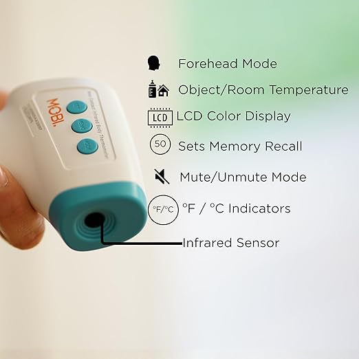 MOBI - Non-Contact Forehead Digital Thermometer with Object Temperature Mode - Touchless Fever Thermometer