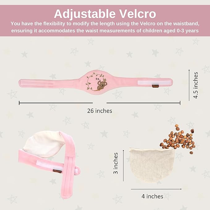 Baby Colic Gas and Upset Stomach Relief for Newborns-100% Cherry Seed-Heated Tummy Wrap-Colic Baby Swaddling Belt for Natural Relief–Soothing and Calming (Pink)
