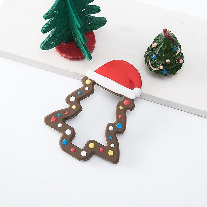 Jimibaby Silicone Teether - First Christmas Teething Toy for Baby Boys & Girls, Ideal Stocking Stuffer, Comes with Gift Package (Christmas Hat & Chocolate)