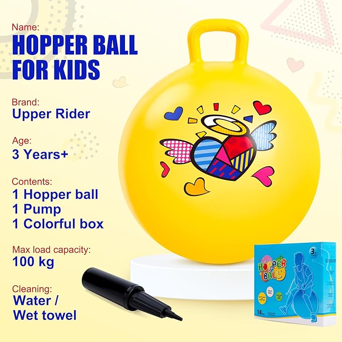 Upper Rider Easter Basket Stuffers for Kids, Hopper Ball for Kids 3-6, Bounce Ball with Handle for Age 3 4 5 6,18" Hopping Ball Toy for Indoor Outdoor Camping