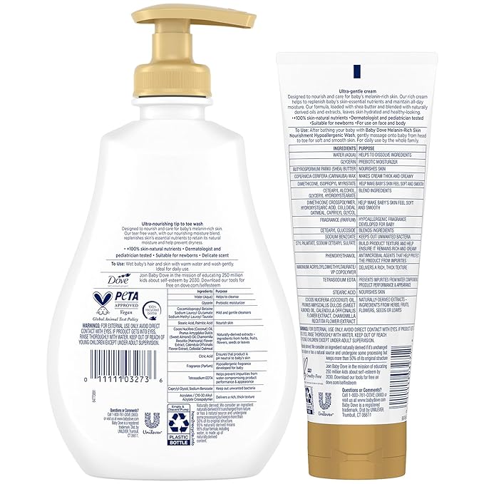 Dove Baby Body Wash & Lotion for Melanin-Rich Skin Care – Hypoallergenic, Suitable for Newborns