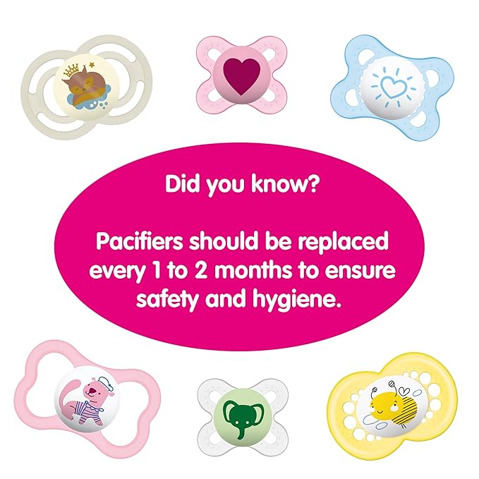 MAM Night Pacifiers (2 Count), MAM Pacifiers 6+ Months, Best Pacifier for Breastfed Babies, Glow in The Dark Pacifier, Baby Unisex Pacifier, 6-16- 2 Count (Pack of 2)