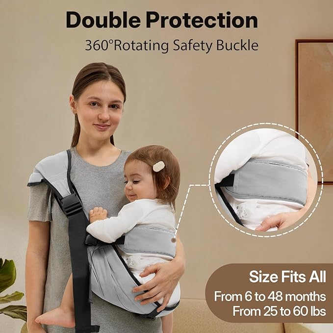 HORUMP Baby Carrier Newborn to Toddler, Baby Sling Carrier,Adjustable & Lightweight Toddler Carrier 25-60 lbs,Ideal for Home,Shopping,and Travel-Grey