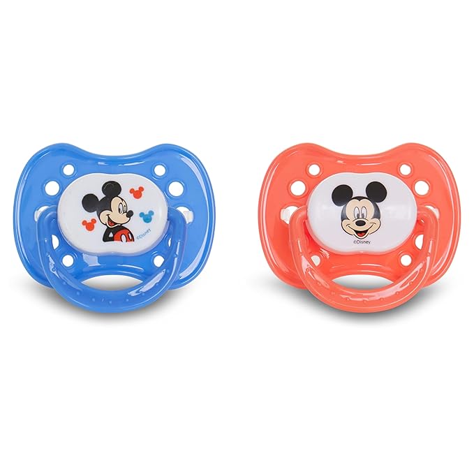 Disney Baby Bottles and Pacifiers Set – 2 Hourglass-Shaped 11oz Bottles + 2 Orthodontic Pacifiers – Officially Licensed Mickey, Minnie, Pooh & Dumbo Designs – BPA-Free Feeding Gift Set