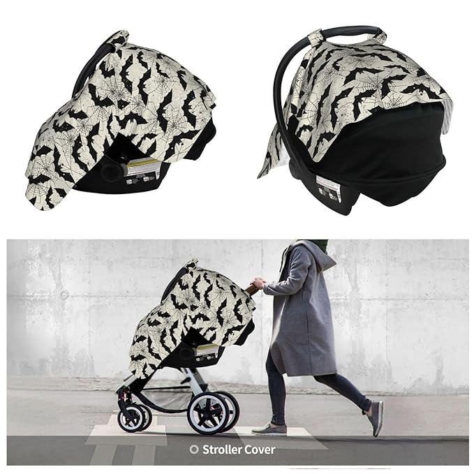 Black Bat Baby Car Seat Canopy Nursing Cover for Newborn Car Seat Breastfeeding Covers Blanket Newborn Shower Gift