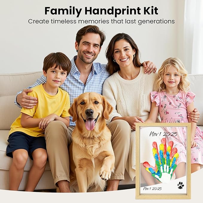 Omrhvi Family Handprint Kit, DIY Craft Keepsake, Hand Print Photo Frame, Family Gifts for New Mom, New Baby, New Parents, Grandparents, Mother's Day, Father's Day, Adoption Day, Anniversary