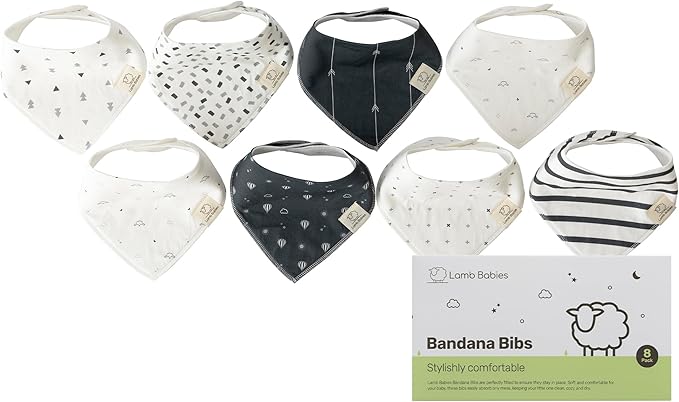 Cotton Bandana Bibs for Babies, Ultra Soft & Absorbent Drool Bibs for Feeding & Teething, Secure Fit, Lightweight