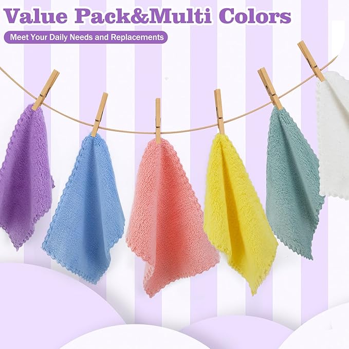 24 Pack Baby Washcloths, Multicolor Microfiber Coral Fleece, 7" X 9", Ultra Soft and Absorbent Baby Washcloths for Newborns and Toddlers, Gentle for Sensitive Skin