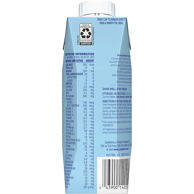 Nestle Compleat Original Tube Feeding Formula Unflavored 8.45 oz Carton, 6 Count