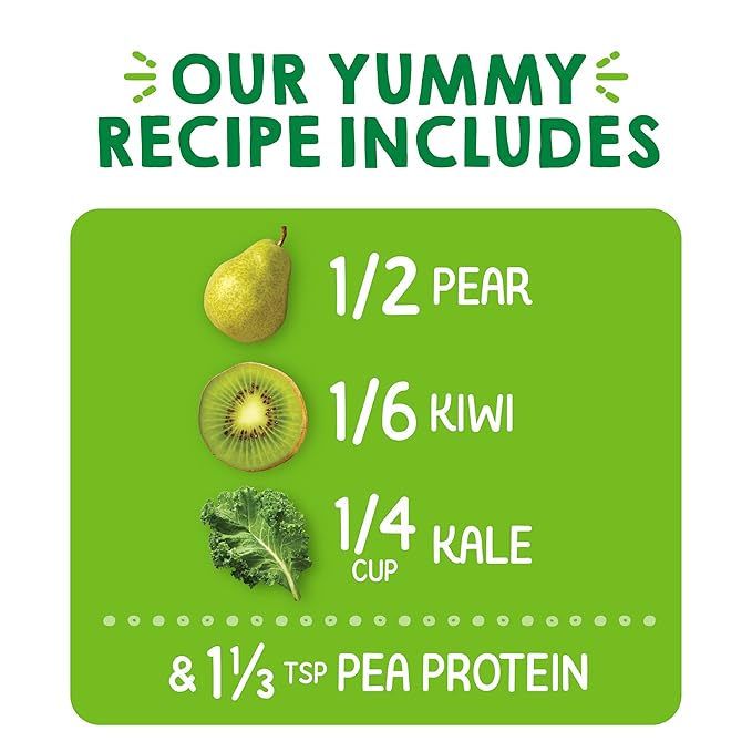 Happy Tot Organics Stage 4 Baby Food Pouches, Gluten Free, Vegan Snack, Fiber & Protein Fruit & Veggie Puree, Pears, Kiwi & Kale, 4 Ounce (Pack of 16)