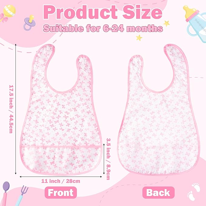 R HORSE 5Pcs Baby Bibs Set Toddler Bibs with Crumb Catcher Pocket & Snap Button Waterproof Baby Feeding Bibs for 6-24 Months