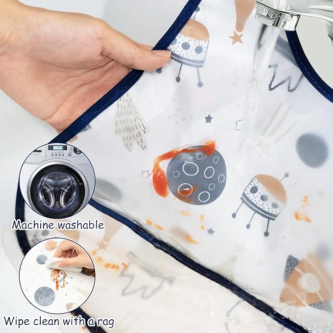 R HORSE 5Pcs Baby Bibs Set Toddler Bibs with Crumb Catcher Pocket & Snap Button Waterproof Baby Feeding Bibs for 6-24 Months