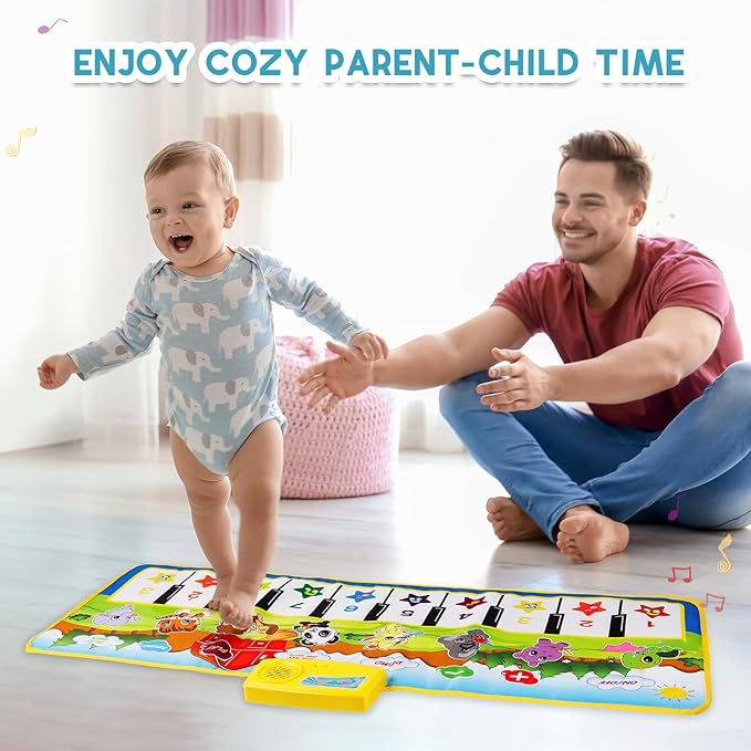 M SANMERSEN Piano Mat, 39.5" X 14" Musical Mat Floor Piano Keyboard Mat 8 Instrument Sounds Piano Mat for Toddlers Touch Play Dancing Mat Toy for 1 2 3 Year Old Boy and Girl Gifts