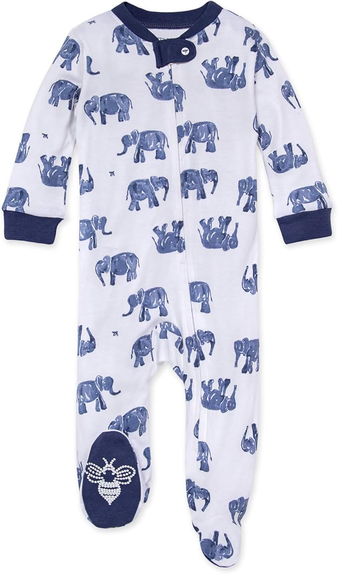 Burt's Bees Baby Boys Sleep and Play PJs, 100% Organic Cotton One-Piece Zip Front Romper Jumpsuit Pajamas