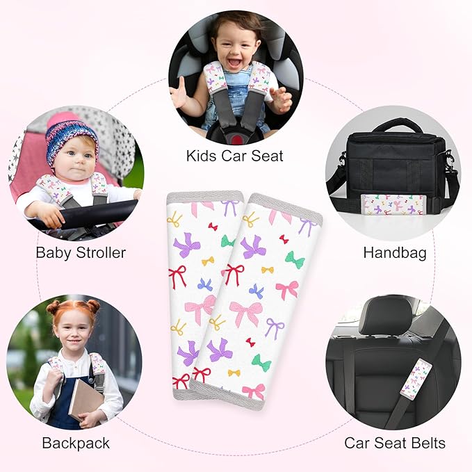 Seat Belt Cover Pad for Baby, Soft Seatbelt Cushion Covers for Kids 2Pcs Car Seat Strap Shoulder Pads for All Car Seats, Stroller, High Chair