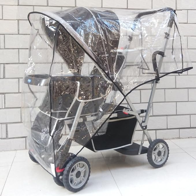 Weather Shield Double Popular for Swivel Wheel Stroller Universal Size Baby Rain Cover/Wind Shield Deal (Black)