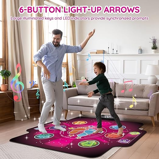 Electronic Dance mat for kids,Upgraded Light-up 6-Button Dancing Pad,Wireless Bluetooth toys,Birthday Christmax Musical Gifts for boys girls,Built-in Music Playmat,Ages 3 4 5 7 8 9 10 11 12+ Year Old
