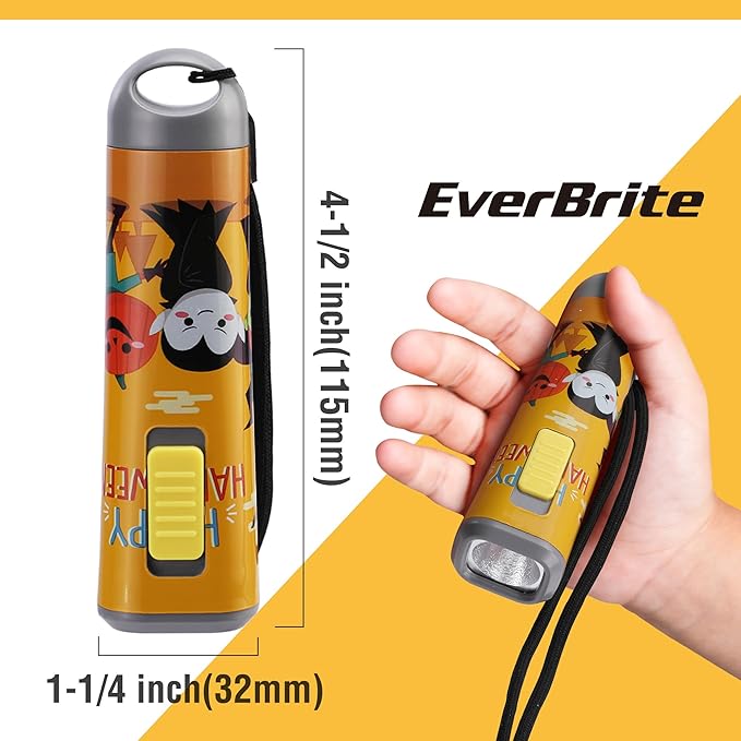 EverBrite Halloween Flashlights Halloween Gifts, Small LED Flash Light Handheld Torch with Lanyard 3AAA Battery Included, 1 Pack-Orange