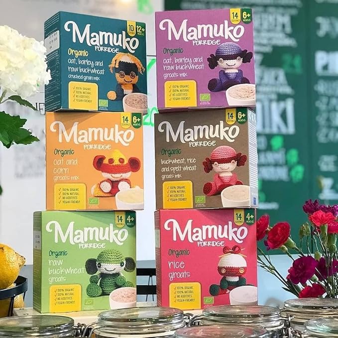 MAMUKO Organic Porridge - Healthy Porridge Blend of Spelt, Buckwheat & Rice - High Fiber Porridge with No Added Sugar, Milk & Preservatives - Organic Porridge Ideal for Toddlers - 2 Pack (10 Servings)