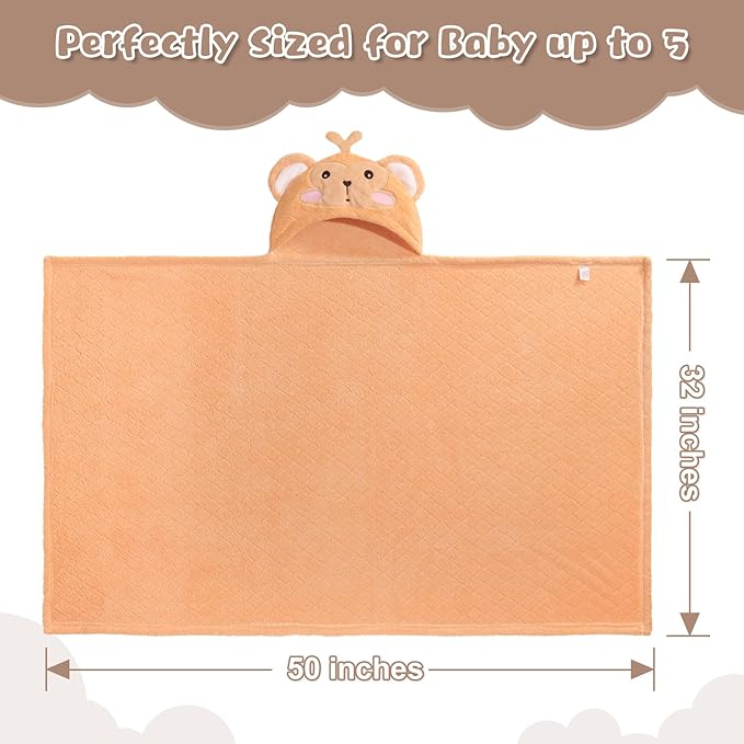 Toddler Bath Towel for Boy Girl 0-5 Years, 2 Pcs Baby Towels with Hood, Large Size 50 * 32 Inch Toddlers Towels, 2-Pack Thick Absorbent Toddler Towel with Hood