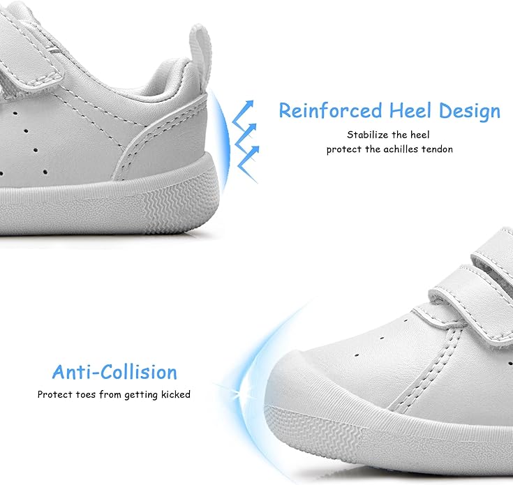 Baby Shoes Boys Girls First Walking Shoes Wide Toe Box Barefoot Zero Drop Infant Shoes Lightweight Nonslip Soft First Walkers PU Leather Toddler Sneakers for 6-24 Months