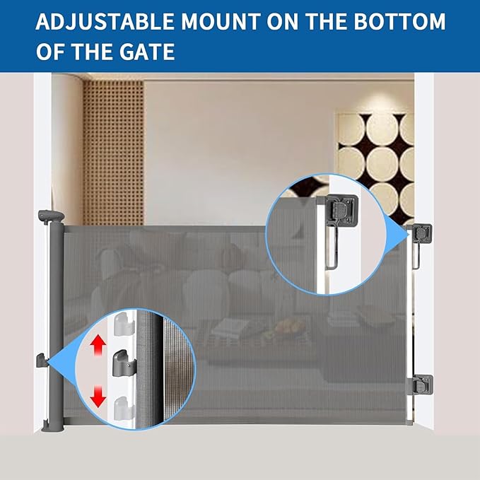 Huafly 138 Inch Retractable Baby Gates Extra Wide, no Drilling Baby Gates for Large Openings, Child Gates, Safety Gates, Extra Long Dog Gates on Doorways, Stairs, Outdoor, Indoor (Gray, 138 Inch)