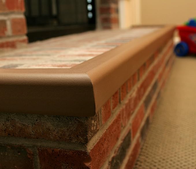 Cardinal Gates SPK Small Hearth Pad Kit - Fireplace Baby Proofing - Adhesive Backed Fireplace Bumpers for Babies - 4 Foot Roll of Padding & Two 6" x 9" Corners - Made in The USA - Brown