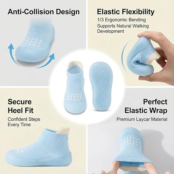 Baby Sock Shoes Toddler Walking Shoes Infant Non-Slip Slippers with Soft Rubber Sole Baby Boys Girls Sneakers