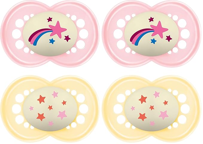 MAM Original Baby Pacifiers 6-16 Months,Binky for Newborn Babies,BPA-Free Skin Soft Silicone Nipple,Glows in The Dark,Developed with Medical Experts,Sterilizer Case,Made in Europe,2 Count (Pack of 2)