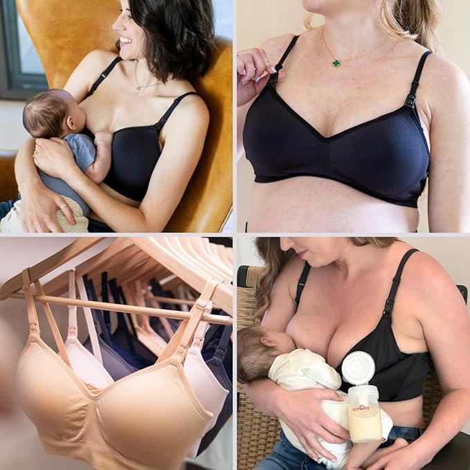 Supermom Silhouette with Removable Pads, Pumping Bra Hands Free, Adjustable Pumping & Nursing Bra for All Breast Pumps