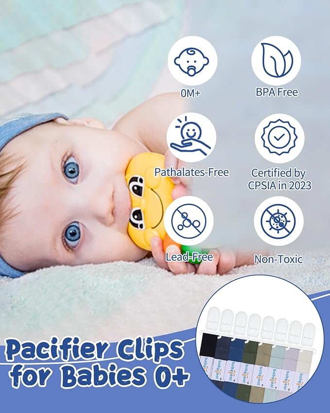 babygoal Baby Pacifier Clips 8 Pack, Pacifier Holder Clips Fits for Most Pacifier and Binkies-Neutral Color 8PS45