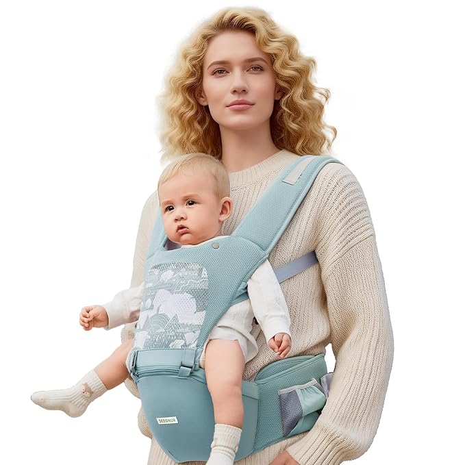 Baby Carrier, SEEDNUR Baby Carrier with Hip Seat, Baby Carrier Newborn to Toddler for Ergonomic M Position, 6-in-1 Adjustable Baby Hip Seat for 3-36 Month, Hands-Free Perfect for Travel & Shopping