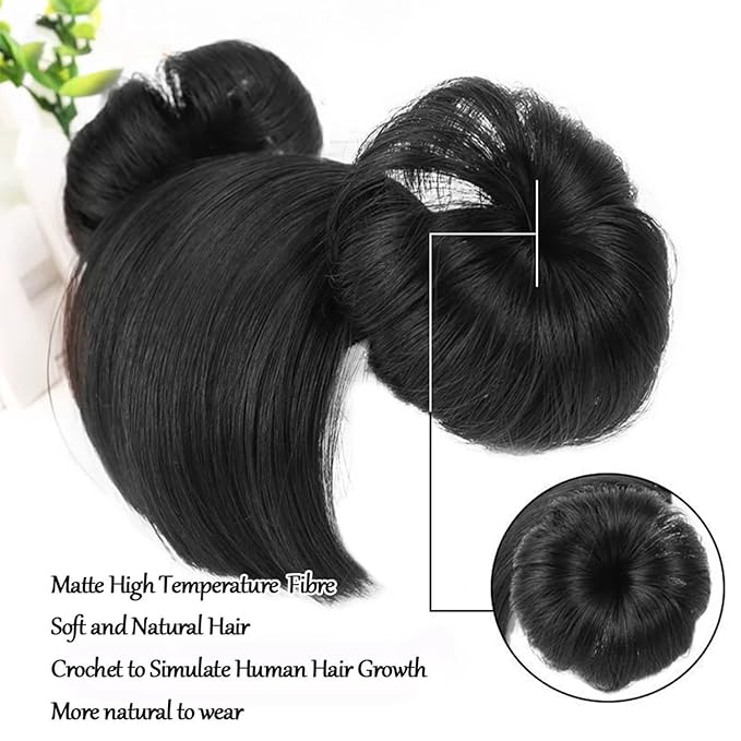 1 Pack Baby Wig Braid Hairband for Kids, Children's Fake Bangs Headband with Head Buckle for COS Hair Accessories (Black)