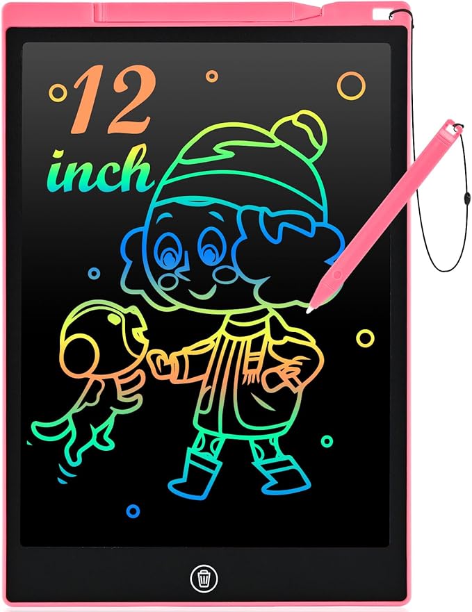 cimetech LCD Writing Tablet, Toddler Girl Toys for 1-3 Year Old, 12 Inch Drawing Pad for Kids Doodle Board, Learning and Educational Kids Toys for 4 5 6 7 8 Year Old Boys Birthday Gift, Pink
