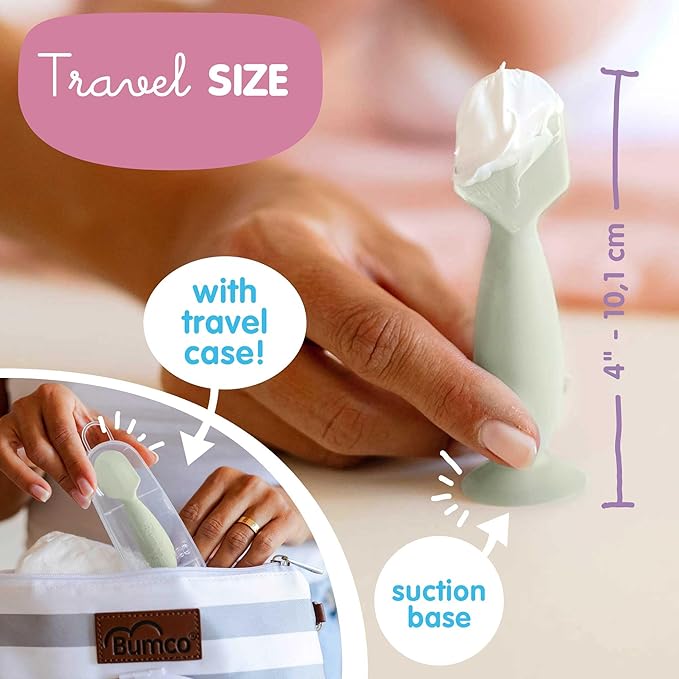 Bumco Diaper Cream Spatula (Mini) - BPA-free Butt Paste Diaper Cream Applicator, Soft & Flexible Diaper Rash Cream Applicator, Butt Spatula Baby, Mom-Invented Diaper Bag Essentials (Sage Green)